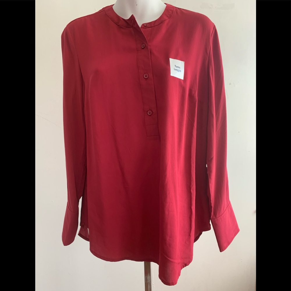 Old Navy Cranberry Collarless Small Button Down Tunic